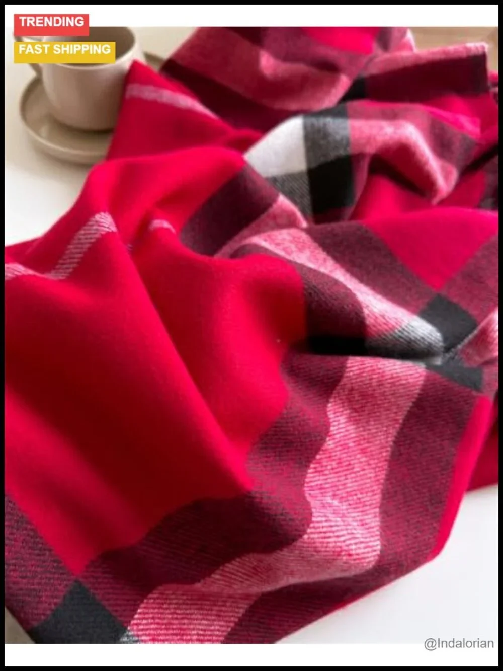 Cashmere Feel Long Plaid Pashmina Scarf Wrap Shawl